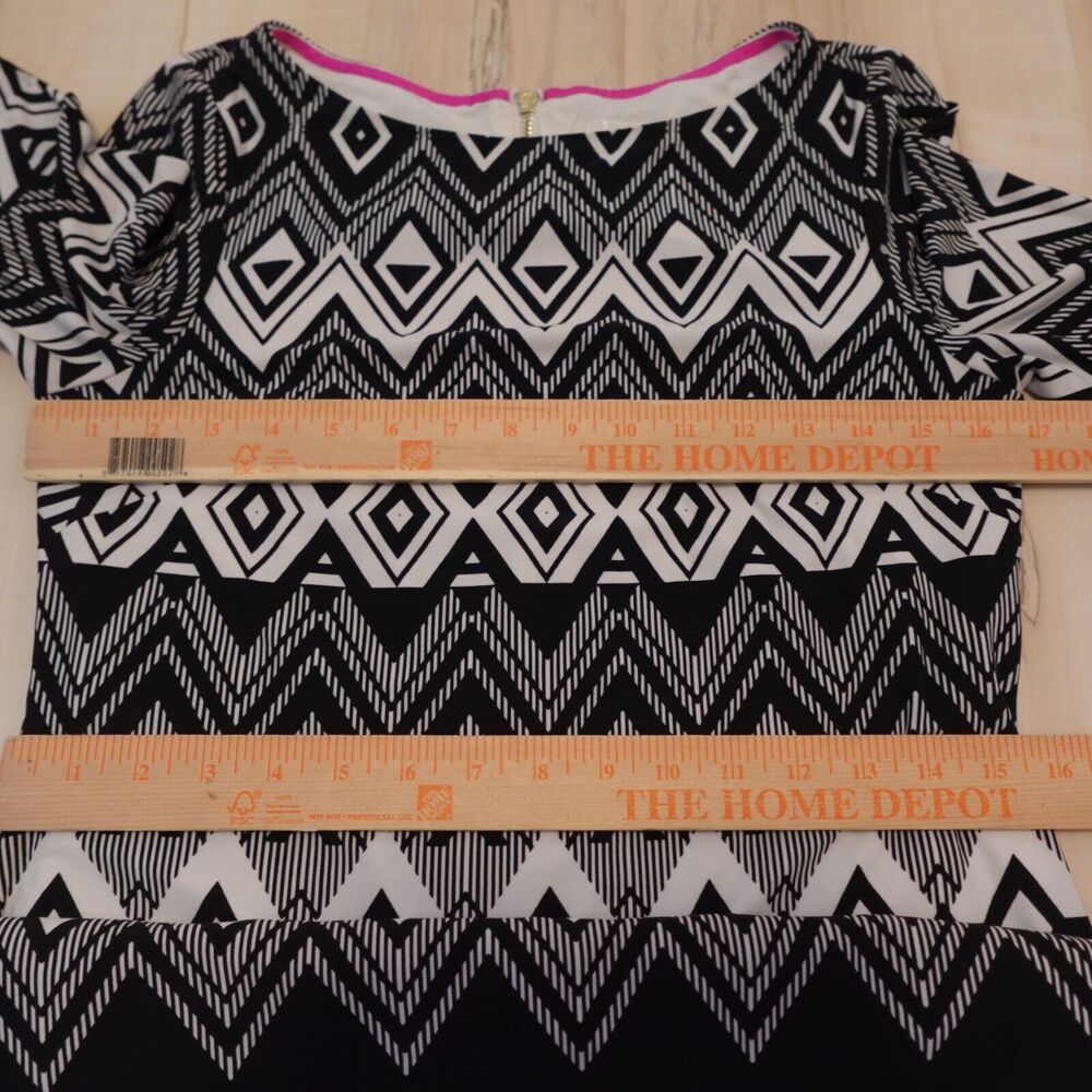 Eliza J Woman 4 Dress Multicolor Chevron Print 3/4 Sleeve Boat Neck Shift - Picture 11 of 11